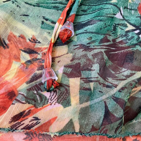 Sunflower simi sheer blouse top cover Women’s OS Chiffon Floral drawstring waist - Picture 10 of 10